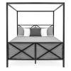 Queen size 4-Post Canopy Bed Frame in Black Metal Finish