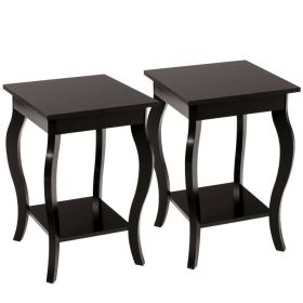 Set of 2 Side Table End Table Night Stand with Shelf