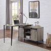 Grey Oak Writing Desk with Sliding Barn Door