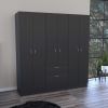 Mitu Six Doors Armoire, Seven Interior Shelves, One Drawer, Rod Black / White