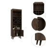 Oslo Bar Cabinet, Twelve Built-in Wine Rack, Double Door Cabinet, Two Shelves -Dark Walnut