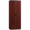 63" 2-Door Kitchen Pantry, Freestanding Storage Cabinet with 5-tier Shelving and 2 Adjustable Shelves for Dining Room, Cherry Wood Color
