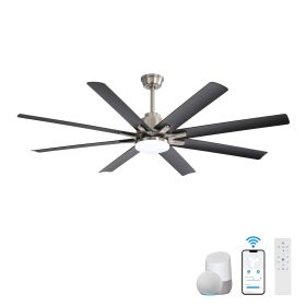 66 Inch Low Profile Ceiling Fan with Dimmable Lights and Smart Remote Control 6 Speed Reversible Noiseless DC Motor for Indoor