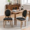 French Style Solid Wood Frame Antique Painting,Hand-pulled buckle decoration PU artificial leather Dining Chair with Nailhead Trim ,Wood Legs,Set of 2