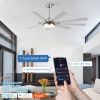 72 in. Indoor Brushed Nickel Smart Ceiling Fan with LED Light and Remote by Tuya APP, Works with Alexa/Google