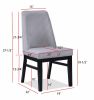 5pc Dining Set Contemporary Modern Style White Faux Marble Round Table Cage Like Base Light Gray Fabric Upholstery Dining Wooden Furniture Black Finis