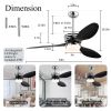 52'' ABS Blades Ceiling Fan with Lights and DC Remote, DC Motor Modern Ceiling Fan with 3 ABS Fan Blades & 2 Down Rods