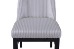 2pc Contemporary Upholstered Side Chair Light Gray Textured Fabric Upholstered High Back Cushioned Seat Wooden Dining Room Home Furniture Black Finish