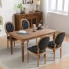 French Style Solid Wood Frame Antique Painting,Hand-pulled buckle decoration PU artificial leather Dining Chair with Nailhead Trim ,Wood Legs,Set of 2