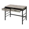Light Weathered Oak and Black Writing Desk with 2 Drawers