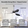 52'' ABS Blades Ceiling Fan with Lights and Remote (6 Speeds Adjustable) , DC Motor Modern Ceiling Fan with 3 ABS Fan Blades & 2 Down Rods