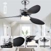 52'' ABS Blades Ceiling Fan with Lights and Remote (6 Speeds Adjustable) , DC Motor Modern Ceiling Fan with 3 ABS Fan Blades & 2 Down Rods