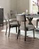 Rustic Grey Solid wood 2pc Dining Chairs Fabric Upholstered Seat Back Curved Dining Room Furniture