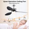 52'' ABS Blades Ceiling Fan with Lights and Remote (6 Speeds Adjustable) , DC Motor Modern Ceiling Fan with 3 ABS Fan Blades & 2 Down Rods