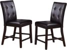 Simple Contemporary Set of 2 Counter Height Chairs Brown Finish Dining Seating's Cushion Chair Tufted Back Kitchen Dining Room