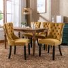Nikki Collection Modern, High-end Tufted Solid Wood Contemporary Velvet Upholstered Dining Chair with Wood Legs Nailhead Trim 2-Pcs Set,Gloden