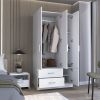 Sebree 71" High Armoire Wardrove Closet with 2 Drawers, Four Doors , Three Cabinet , Six Shelves and Hanging Rod