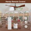 52 Inch Indoor Modern Ceiling Fan No Light 6 Speed Remote 3 Solid Wood Blade Reversible DC Motor For Living Room