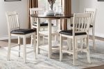 Antique White Finish Set of 2pc Counter Height Chairs Dark Brown Seat Faux Leather Upholstered Kitchen Dining Furniture
