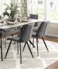 Modern Design Dining Chairs 2pc Set Gray Faux Leather Upholstery Black Metal Legs Kitchen Dining Furniture