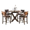 Set of 2pc Counter Height Chairs Dining Room Walnut Finish Solid wood Dark Chocolate Fabric Upholstered Modern Chair
