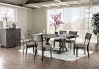 Rustic Grey Solid wood 2pc Dining Chairs Fabric Upholstered Seat Back Curved Dining Room Furniture