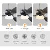 52'' ABS Blades Ceiling Fan with Lights and Remote (6 Speeds Adjustable) , DC Motor Modern Ceiling Fan with 3 ABS Fan Blades & 2 Down Rods