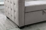 77 Inch Reversible Sectional Storage Sleeper Sofa Bed , L-Shape 2 Seat Sectional Chaise With Storage , Skin-Feeling Velvet Fabric