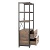 Industrial Bookcase with File Cabinet Drawers, 62.7 in Tall Bookshelf 4 Tier, Freestanding Storage Home Office Cabinet Organizer, Rustic Home Decor
