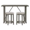 3pc Counter Height Set Light Gray Finish Counter Height Table with 2x Stools Foam Cushioned Seats Kitchen Dining Breakfast Furniture