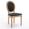 French Style Solid Wood Frame Antique Painting,Hand-pulled buckle decoration PU artificial leather Dining Chair with Nailhead Trim ,Wood Legs,Set of 2