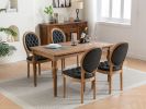 French Style Solid Wood Frame Antique Painting,Hand-pulled buckle decoration PU artificial leather Dining Chair with Nailhead Trim ,Wood Legs,Set of 2