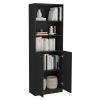 Hialeah 3 Piece Home Bookcase set, 74" Wide with 10 Shelves and Two Double-Door Cabinet , Living Room Set Set Black