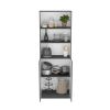Lecanto 3 Piece Home Bookcase set, 74" Wide with 13 Shelves and 2-door Cabinet , Living Room Set Matt Gray / White