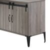 Grey Oak Writing Desk with Sliding Barn Door