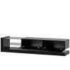 On-Trend TV Stand with Two Media Storage Cabinets Modern High Gloss Entertainment Center for 75 Inch TV