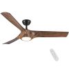 56 in. Integrated LED Indoor&Outdoor Brown Imitation Wood Ceiling Fan with Light Kit and Remote Control