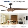 56 in. Integrated LED Indoor&Outdoor Brown Imitation Wood Ceiling Fan with Light Kit and Remote Control