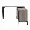 Grey Oak Writing Desk with Sliding Barn Door