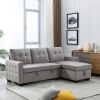 77 Inch Reversible Sectional Storage Sleeper Sofa Bed , L-Shape 2 Seat Sectional Chaise With Storage , Skin-Feeling Velvet Fabric