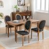 French Style Solid Wood Frame Antique Painting,Hand-pulled buckle decoration PU artificial leather Dining Chair with Nailhead Trim ,Wood Legs,Set of 2