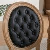 French Style Solid Wood Frame Antique Painting,Hand-pulled buckle decoration PU artificial leather Dining Chair with Nailhead Trim ,Wood Legs,Set of 2