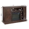 Farmhouse Classic Media TV Stand Antique Entertainment Console for TV up to 50" with 18" Electric Fireplace Insert with Open and Closed Storage Space