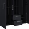Bariloche Wardrobe, Multi-Section Storage with Hanging Rods, Shelves, and 2 Drawers Black