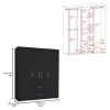 Bariloche Wardrobe, Multi-Section Storage with Hanging Rods, Shelves, and 2 Drawers Black