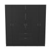 Mitu Six Doors Armoire, Seven Interior Shelves, One Drawer, Rod Black / White