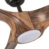 56 in. Integrated LED Indoor&Outdoor Brown Imitation Wood Ceiling Fan with Light Kit and Remote Control