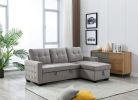 77 Inch Reversible Sectional Storage Sleeper Sofa Bed , L-Shape 2 Seat Sectional Chaise With Storage , Skin-Feeling Velvet Fabric
