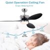 52'' ABS Blades Ceiling Fan with Lights and DC Remote, DC Motor Modern Ceiling Fan with 3 ABS Fan Blades & 2 Down Rods