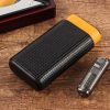 Travel Cigar Case Leather Humidor Cigar Box Cedar Wood Pocket Portable 3 Cigars Tube Holder Outdoor Humidor Gadget